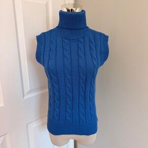 Y2K BLUE NO BOUNDARIES TURTLENECK SLEEVELESS SWEATER